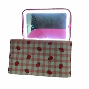 NEW LED MIRROR 3 SETTINGS W/ CHARGER STRAWBERRY MAKEUP CASE BAG BLUSH CRUSH